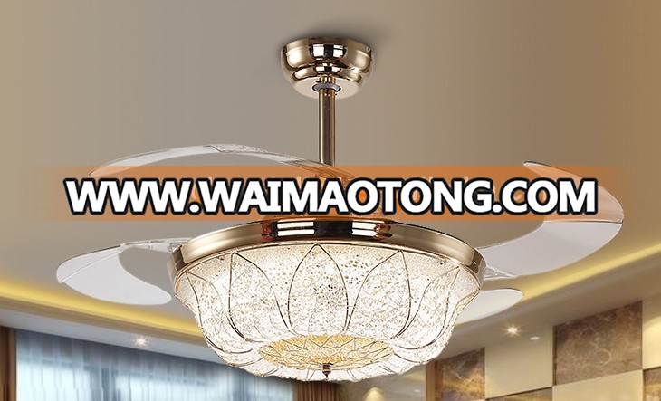 Siljoy Vintage Decorative Invisible Ceiling Fan LED Light with Hidden Blades Remote Control For Living Room Dining Room